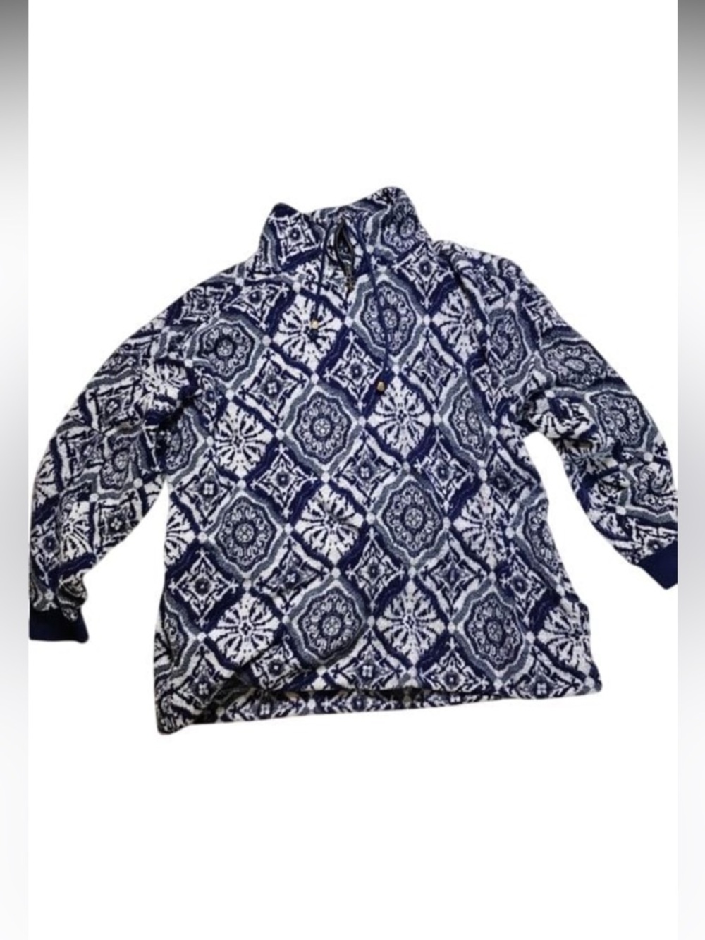 Vintage Express Tricot French Country Tapestry Fleece Knit Sweater 90s Y2K